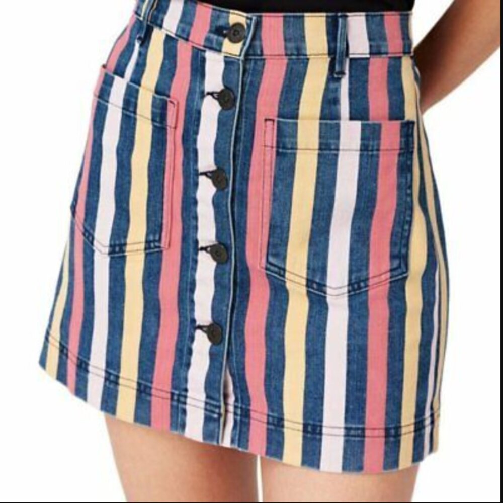 3X1 Rose skirt in Dustin stripe button-front mini skirt